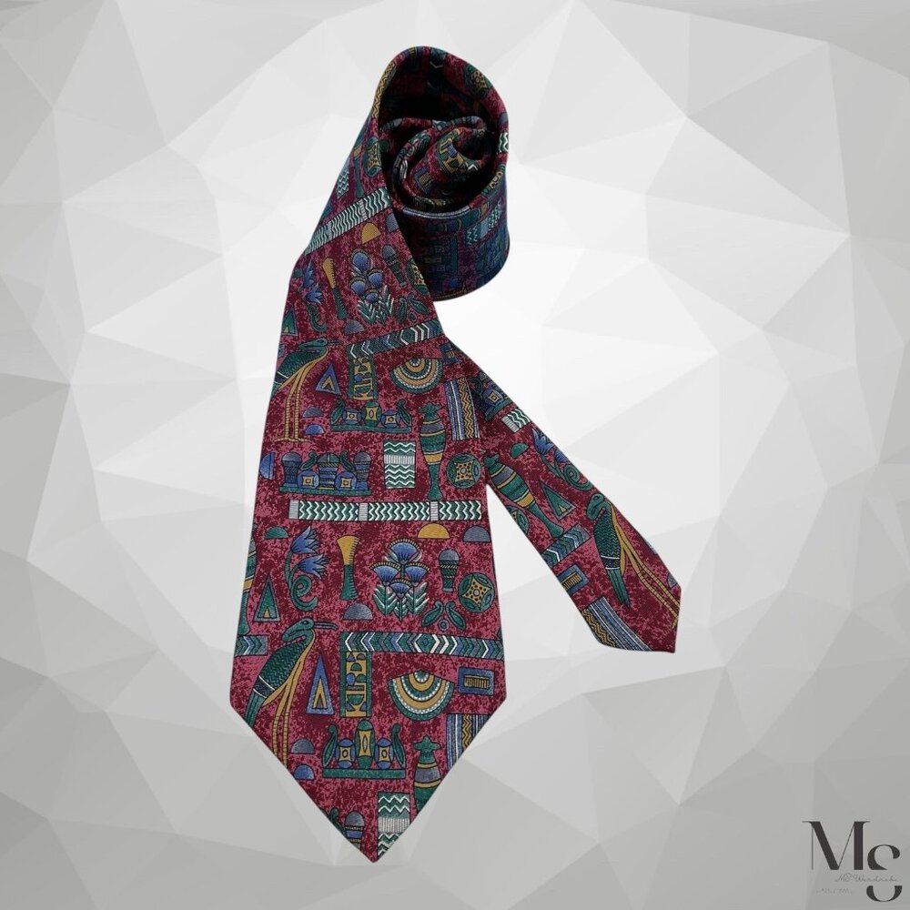 THE METROPOLITAN MUSEUM OF ART Purple Ancient Egypt Themed Silk Tie 57"-4" EX CD